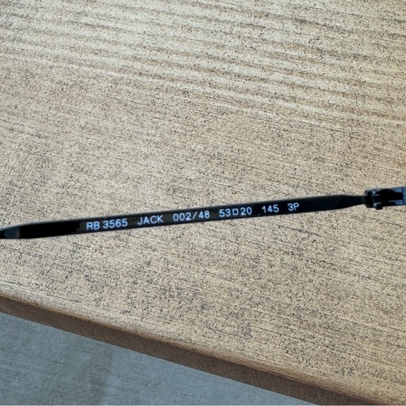 EUC Ray-Ban Raybans Ray-Bans RB3565 002/48 53-20 Jack Sunglasses Black - Picture 7 of 10